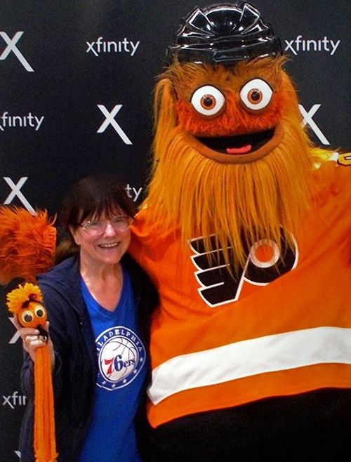 Cheryl and the Philadelphia Flyers Mascot Gritty 